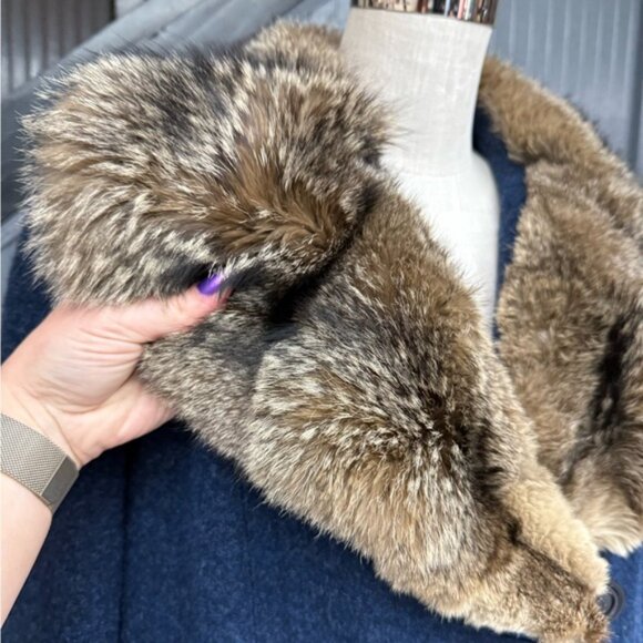 Vintage 1960s Shagmoor Blue Wool Coat with Fox Fur Collar Size 10/12  Winter - Picture 9 of 16